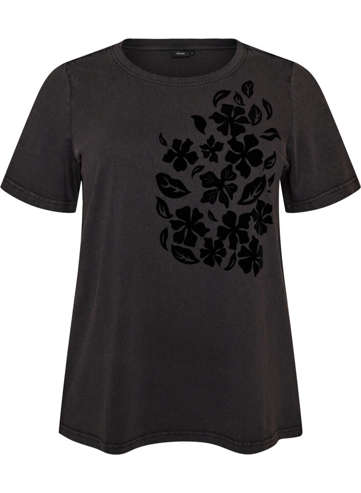 T-shirt en coton bio avec imprim&eacute;, Gris anthracite, Packshot image number 0