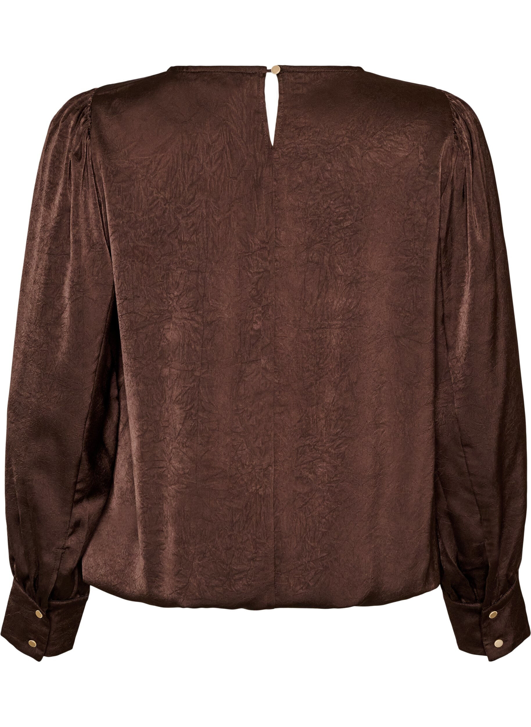ZizziBlouse aspect satin&eacute; avec coupe ballon, Marron, Packshot image number 1