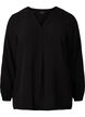 Haut de couleur unie avec col en V, Black, Packshot image number 0
