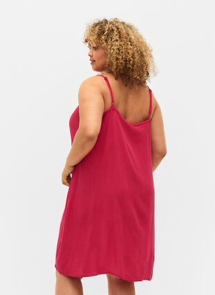 Robe en viscose à nœuds de couleur unie, Bright Rose, Model image number 1
