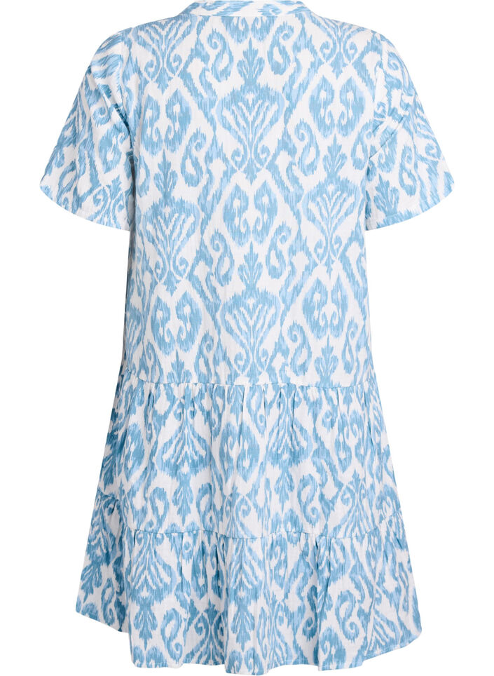 Robe courte &eacute;vas&eacute;e en mousseline de coton, Vanille, Packshot image number 1