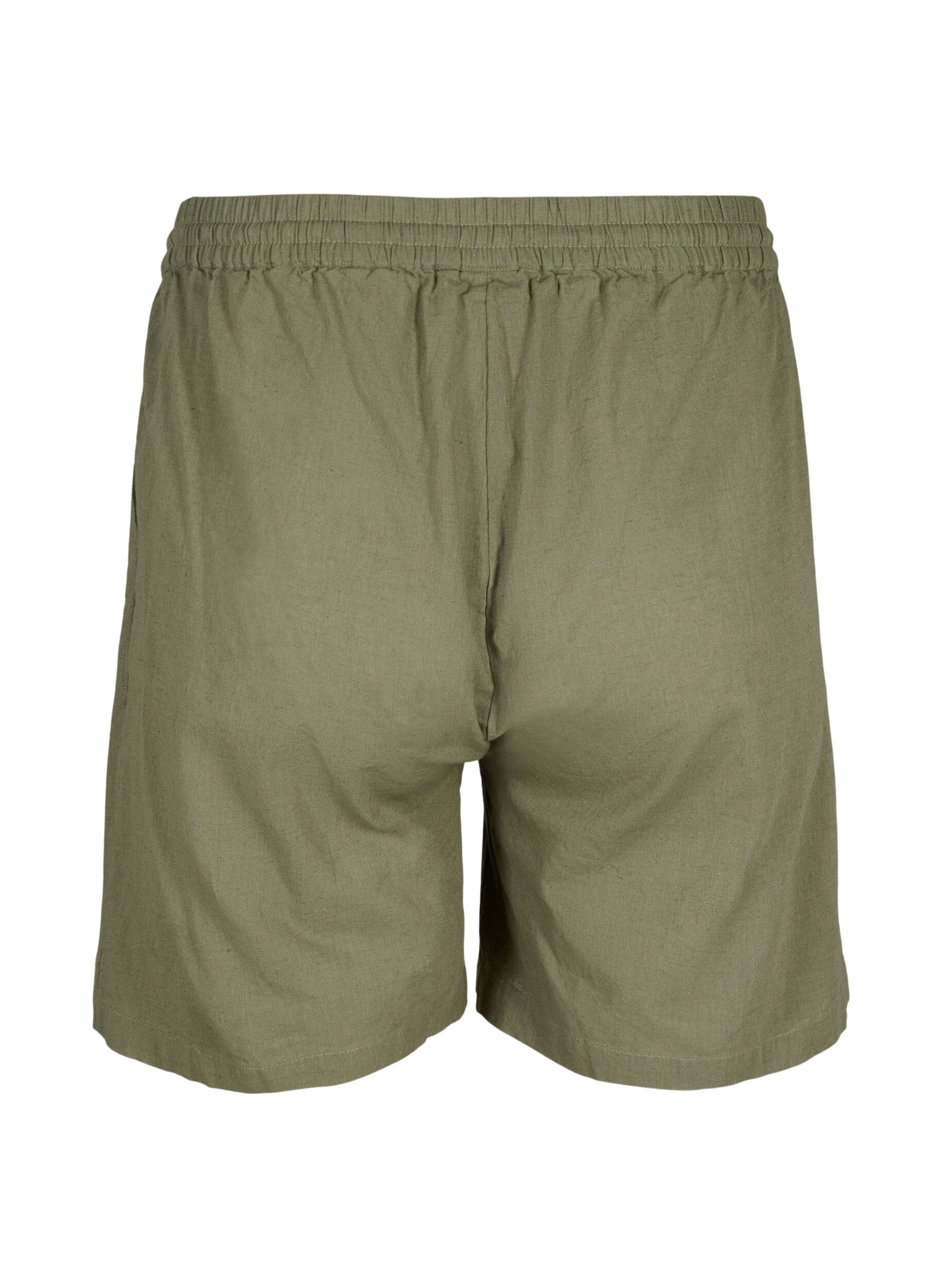 Zizzi Short ample en m&eacute;lange de coton avec du lin, Deep Lichen Green, Packshot image number 1