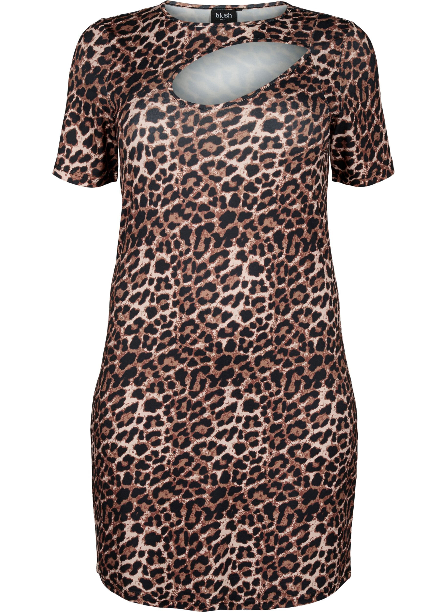 Zizzi Robe ajust&eacute;e &agrave; imprim&eacute; de l&eacute;opard avec une d&eacute;coupe, Leopard AOP, Packshot image number 0