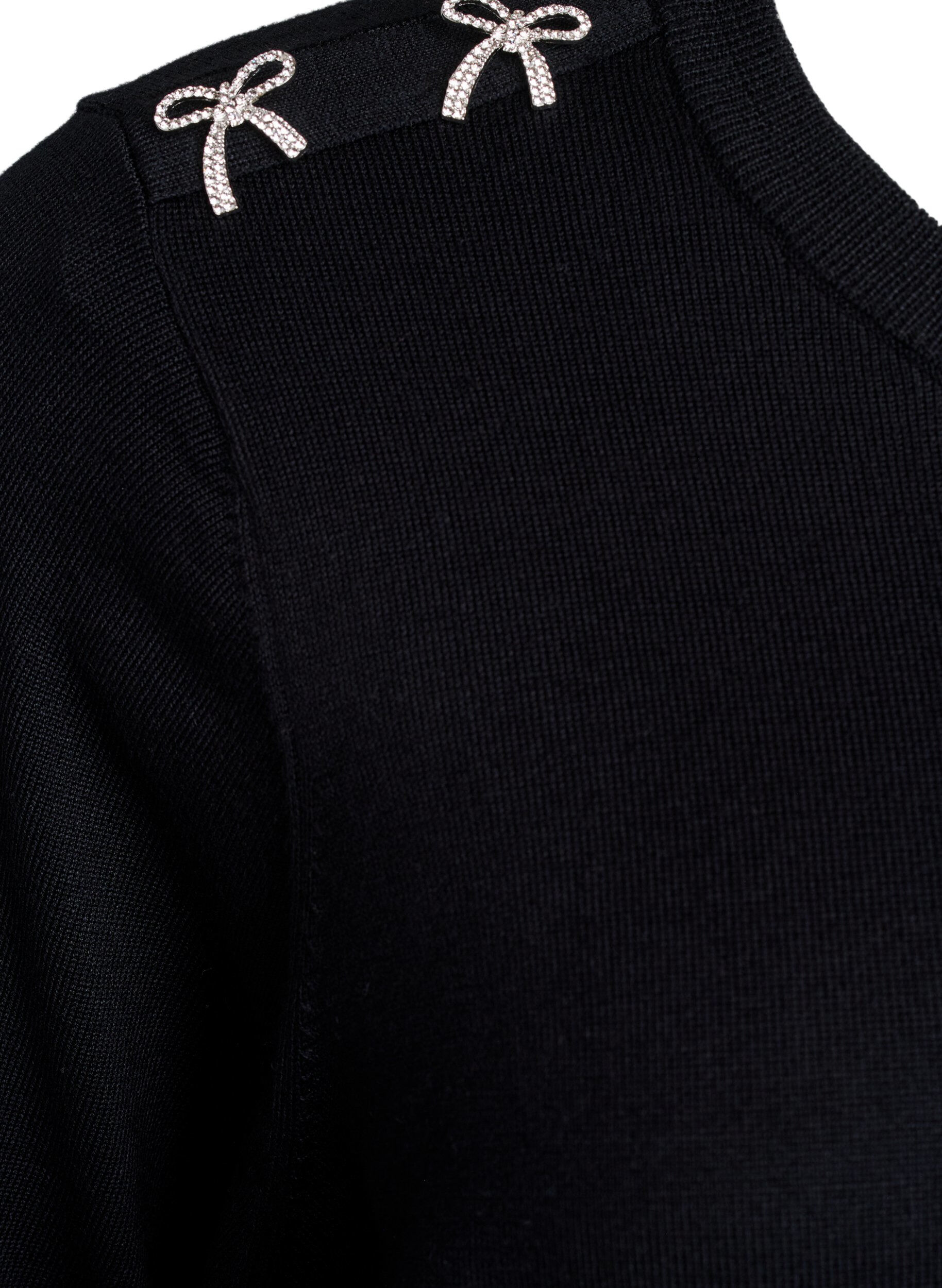 Zizzi chemisier maille &agrave; manches courtes et petits n&oelig;uds, Noir, Packshot image number 3