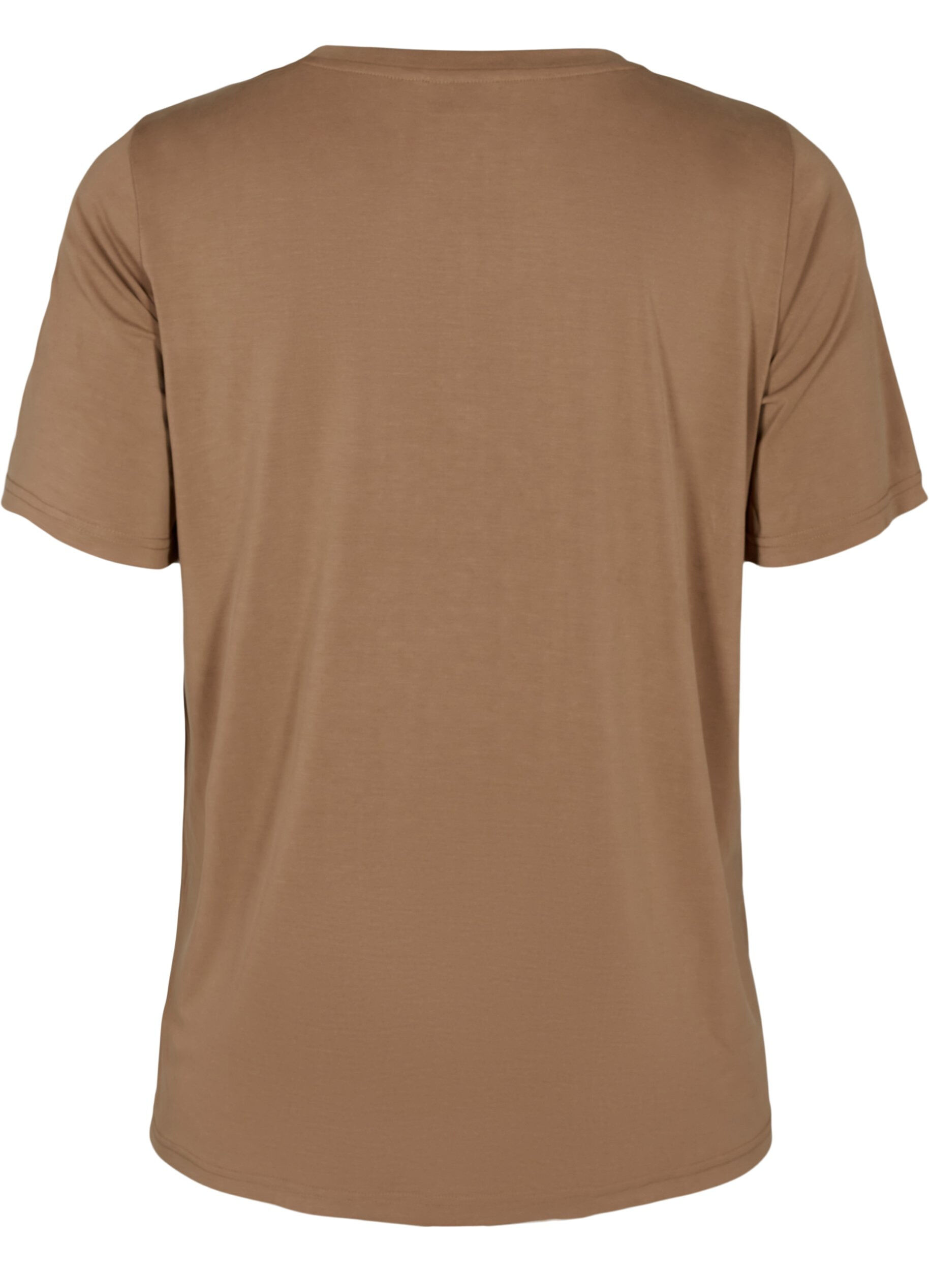 Zizzi T-shirt en TENCEL&trade; Modal &agrave; col rond, Marron, Packshot image number 1