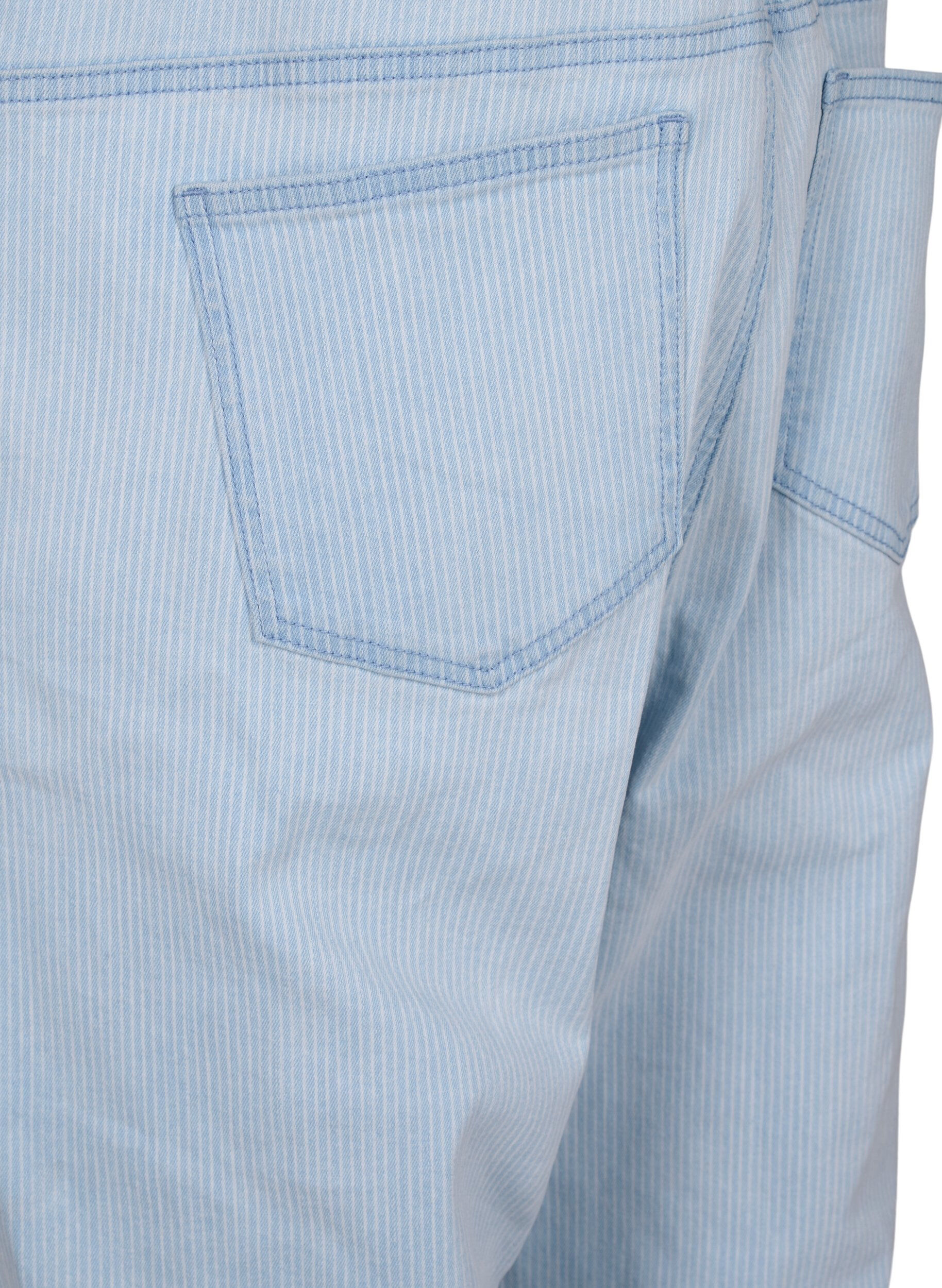 Zizzi Salopette en jean ray&eacute;e, Bleu Clair, Packshot image number 4