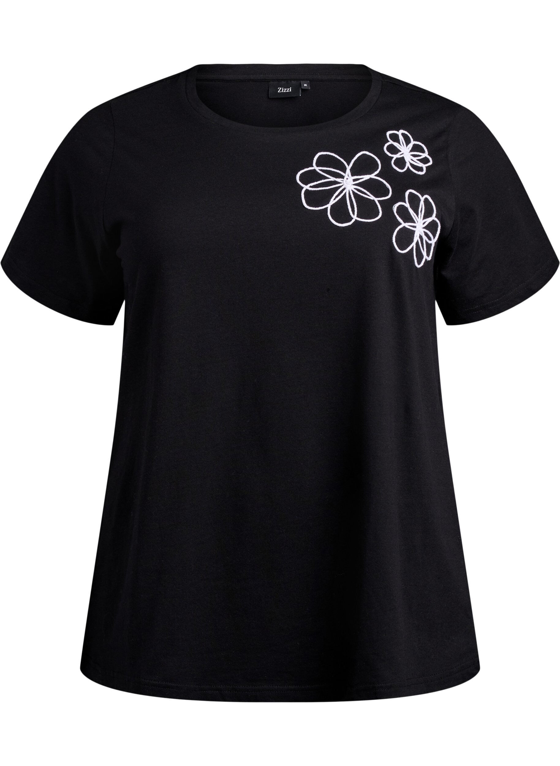 Zizzi T-shirt avec d&eacute;tails d&eacute;coratifs, Noir, Packshot image number 0
