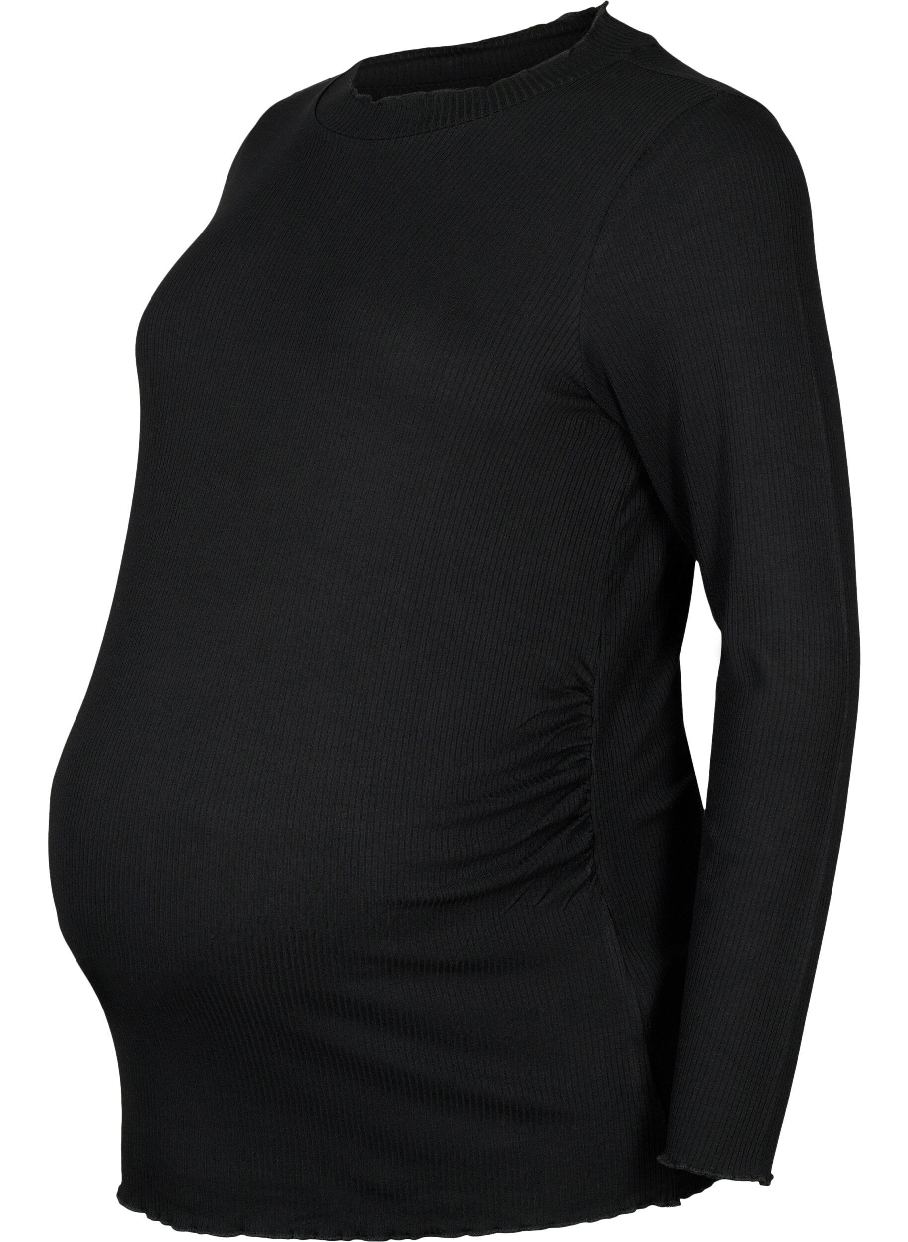 Zizzi Blouse de maternit&eacute; &agrave; manches longues en tricot c&ocirc;tel&eacute;, Black, Packshot image number 0