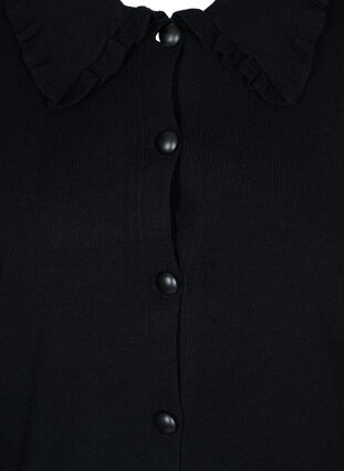 Veste en tricot avec col à volants et poches, Black, Packshot image number 2
