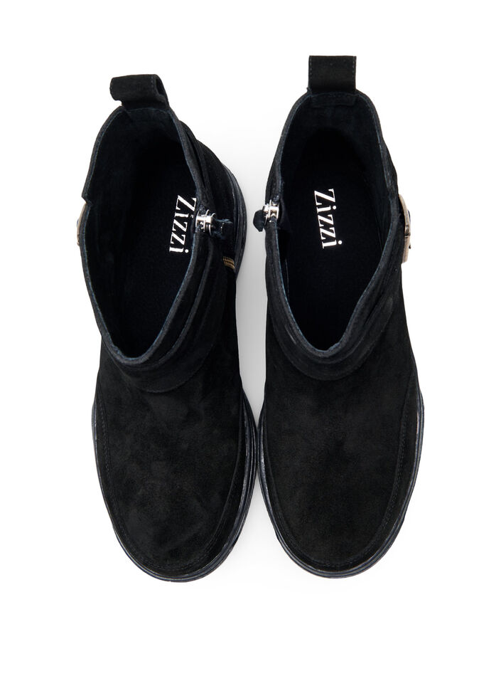 Bottines coupe large en daim, Black, Packshot image number 2