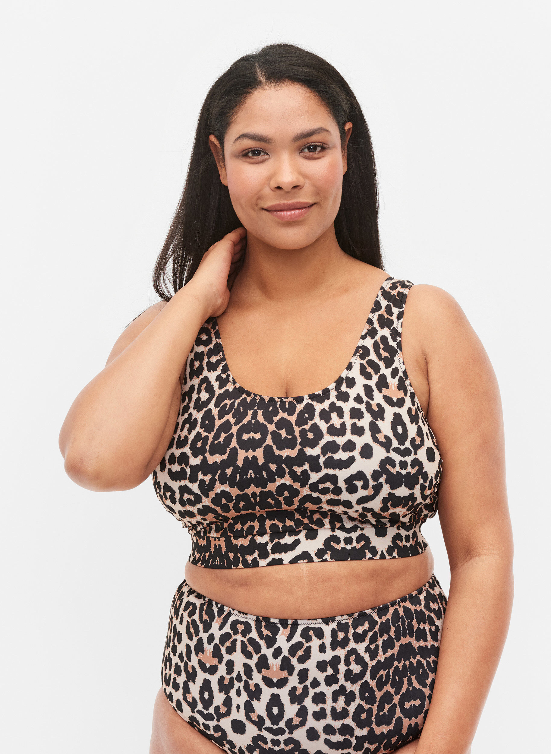 Zizzi Haut de bikini &agrave; encolure ronde, Leo, Model image number 0