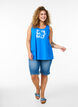 Top en coton avec forme en A, Bleu, Model image number 1