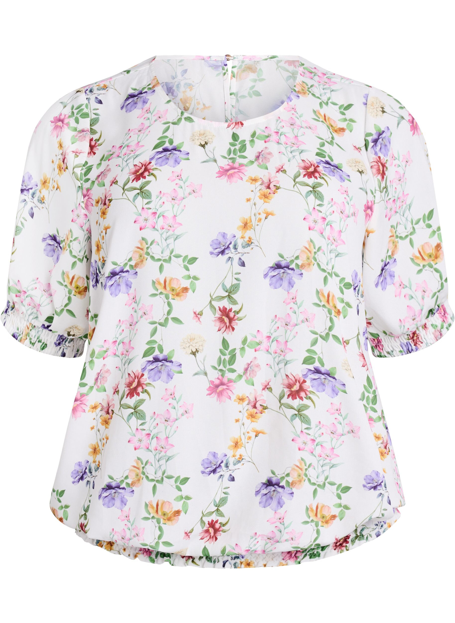 Zizzi Blouse &agrave; fleurs avec smock, Rose, Packshot image number 0