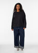 T-shirt Basic avec manches longues, Noir, Model image number 3