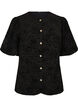 Blouse avec motif floral et manches ballon, Noir, Packshot image number 0