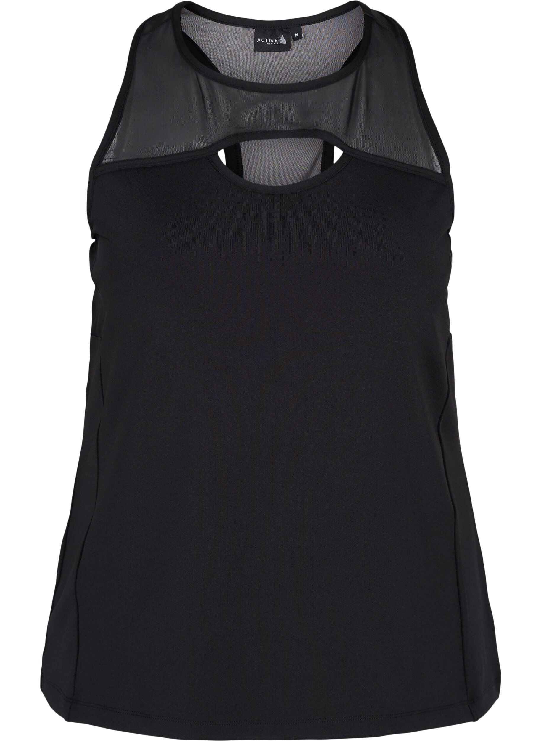 Zizzi Top de sport avec mesh et dos nageur, Black, Packshot image number 0
