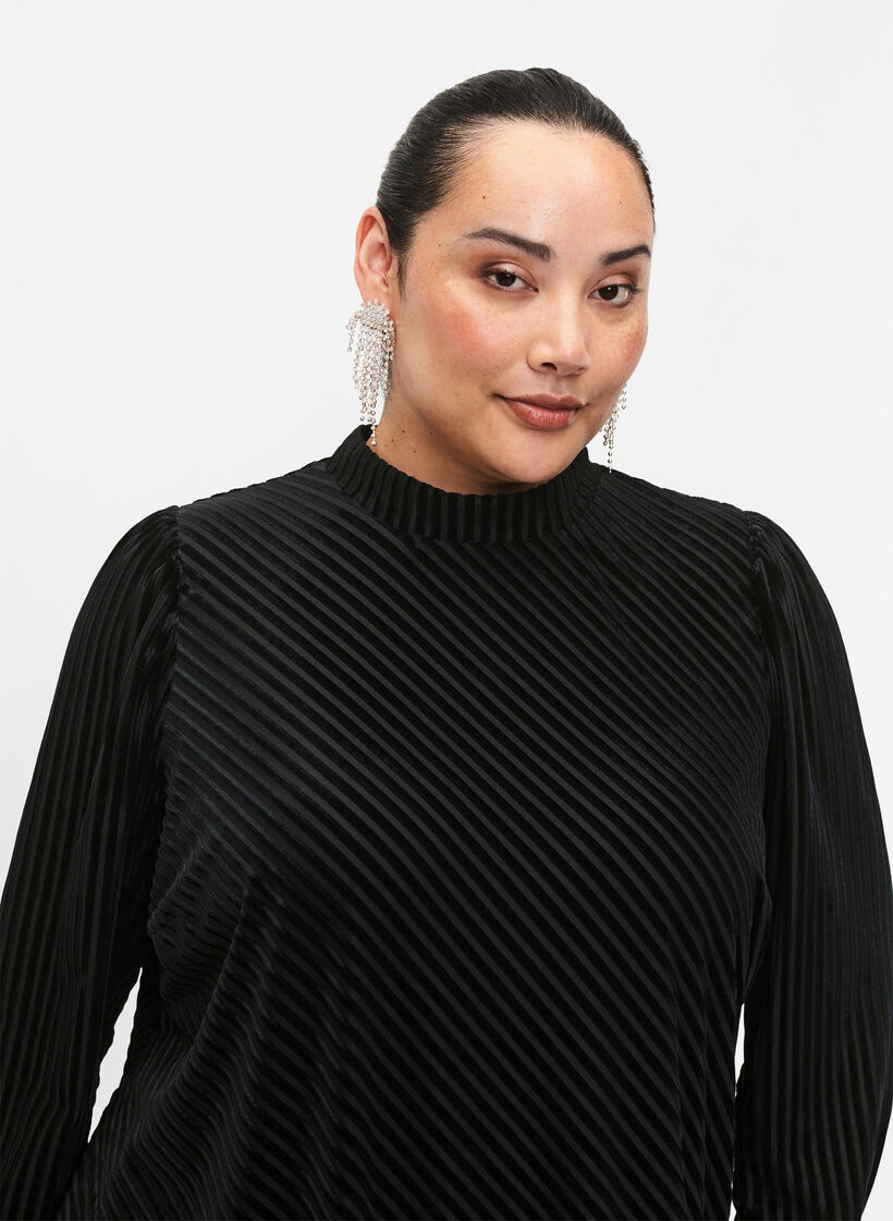 Robe texturée en velours, Black, Model image number 2