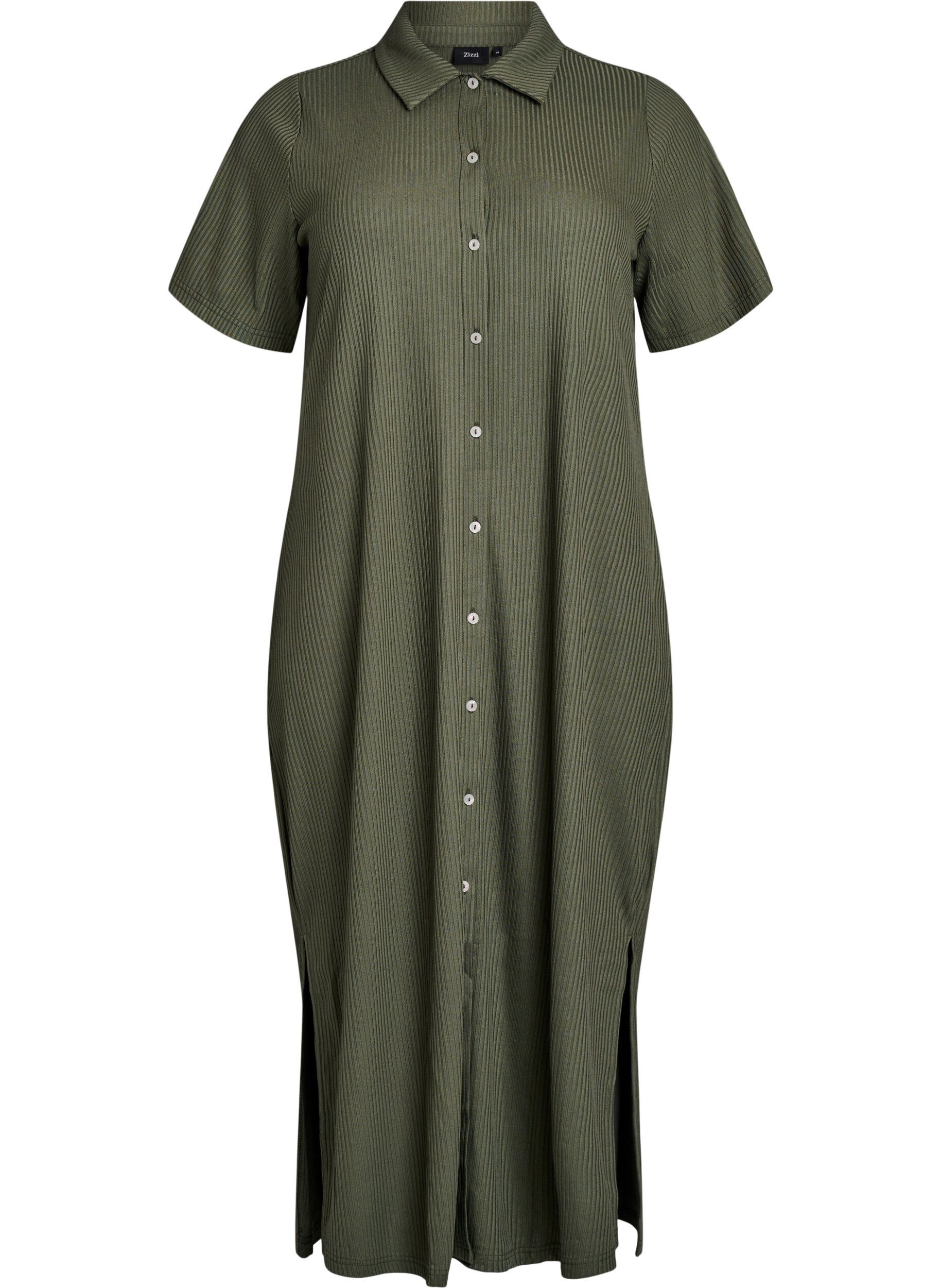 Robe maxi en jersey avec col et manches courtes.