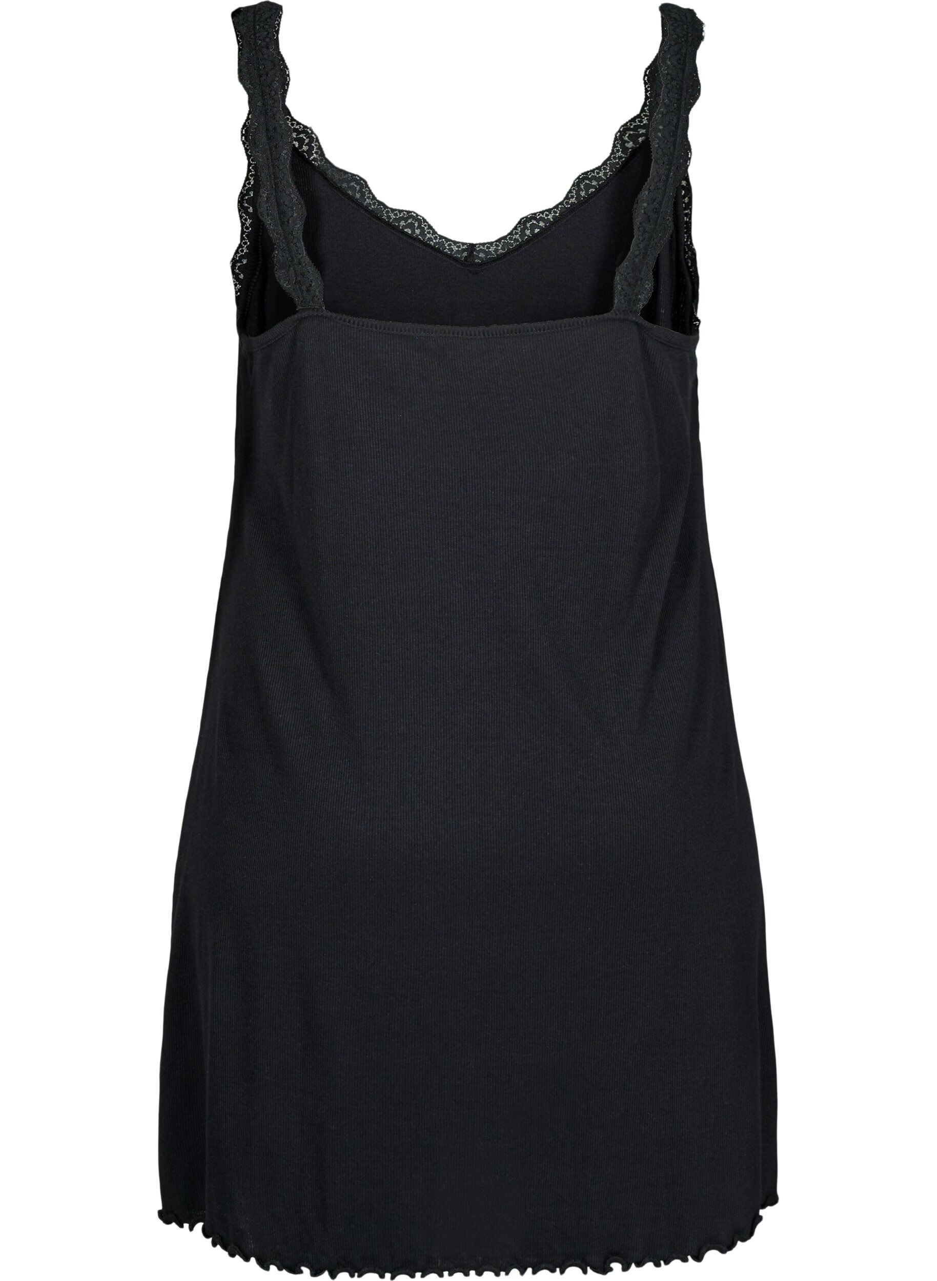 Zizzi Chemise de nuit avec ourlet en dentelle, Noir, Packshot image number 1