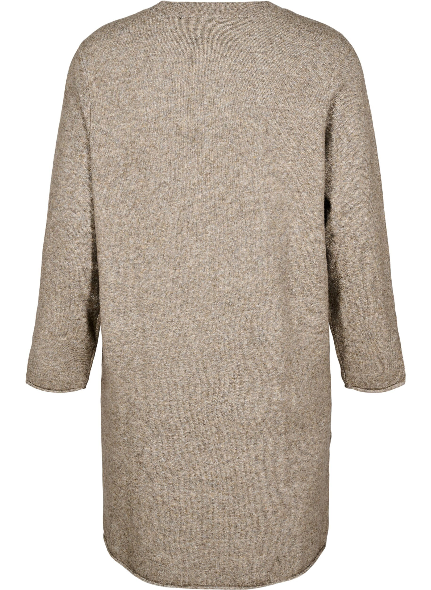 Zizzi Robe en tricot avec des fentes, Walnut Mel., Packshot image number 1