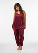 Top en velours avec bordure en dentelle, Bordeaux, Model image number 1