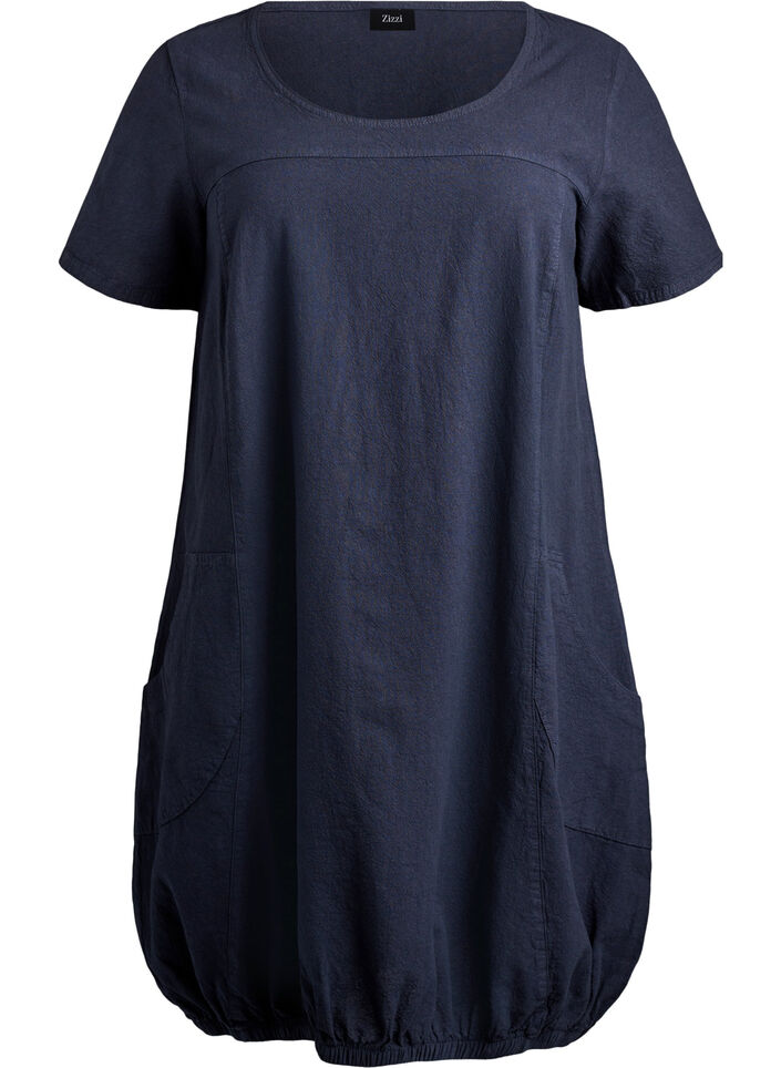 Robe en coton &agrave; manches courtes, Bleu, Packshot image number 0