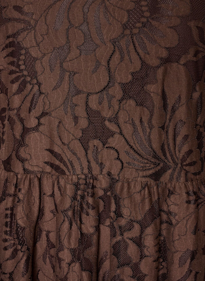 Robe midi en jacquard floral, Marron, Packshot image number 2
