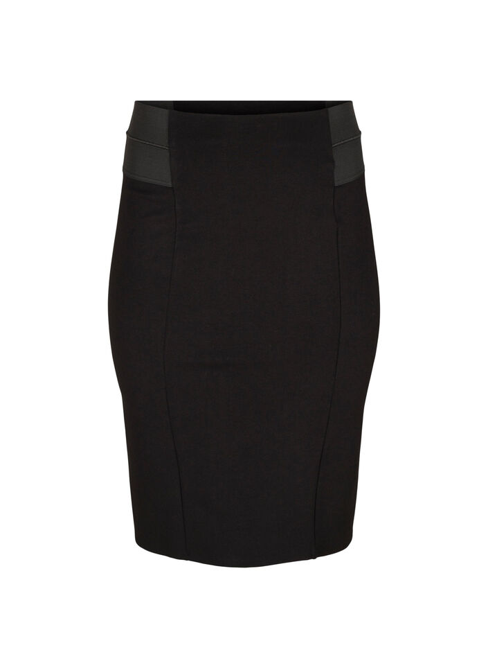 Jupe moulante avec &eacute;lastique &agrave; la taille, Noir, Packshot image number 0