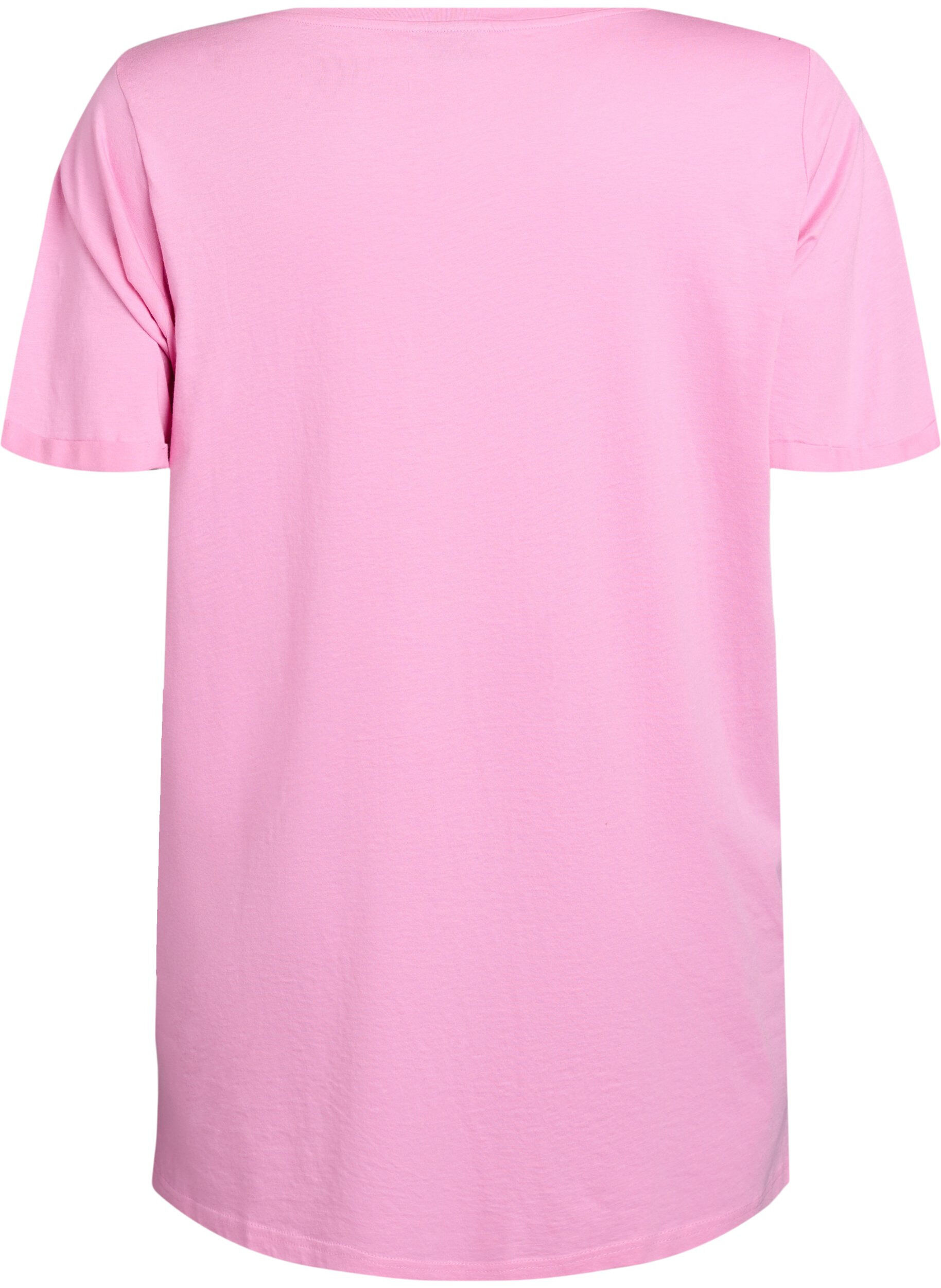 Zizzi T-shirt &agrave; col en V surdimensionn&eacute; de couleur unie, Rose, Packshot image number 1