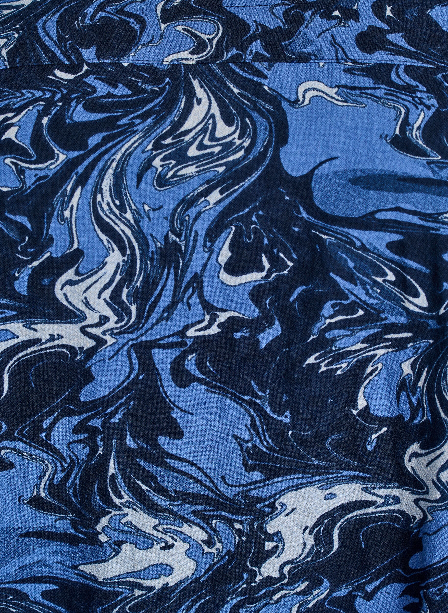 ZizziRobe courte en coton avec un ourlet &eacute;lastique et des manches longues, Bleu, Packshot image number 2