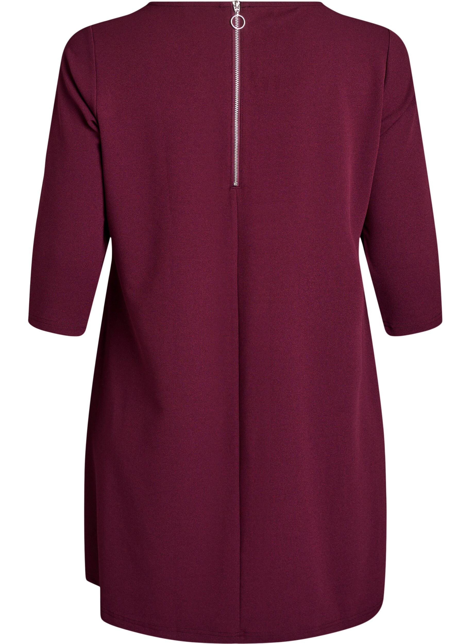 Zizzi FLASH - Robe courte &eacute;vas&eacute;e &agrave; manches 3/4, Bordeaux, Packshot image number 1