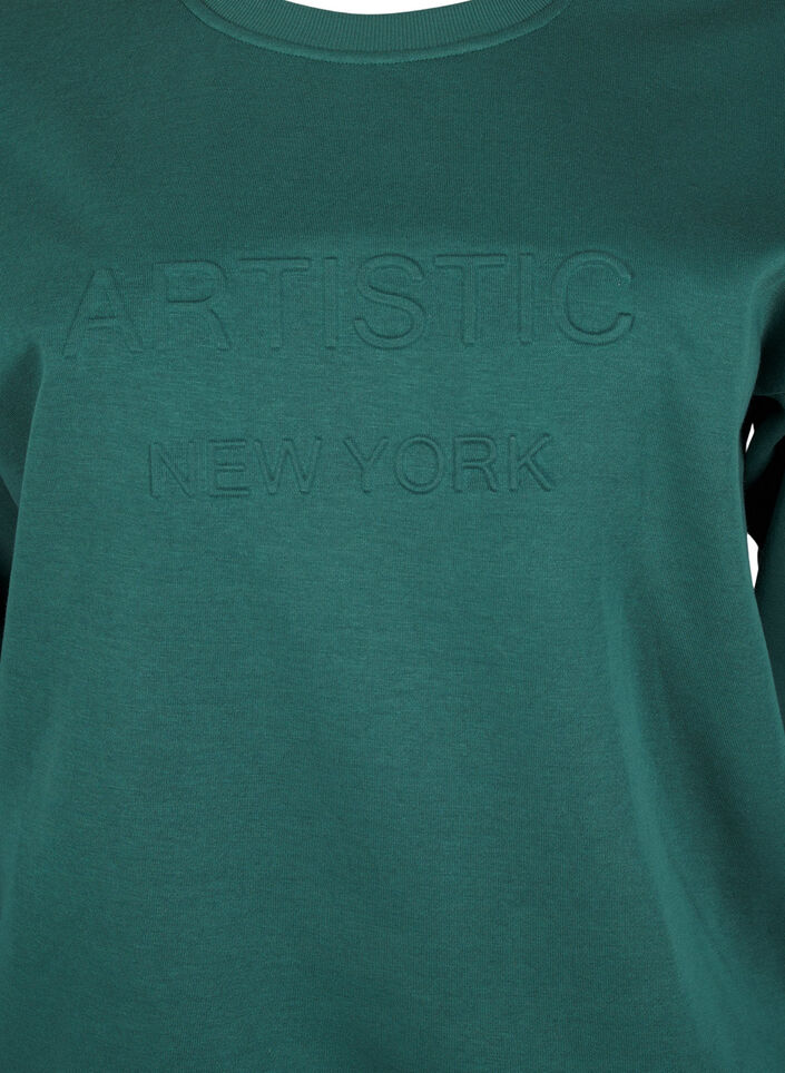 Sweat-shirt avec texte en tissu-éponge, Vert, Packshot image number 2