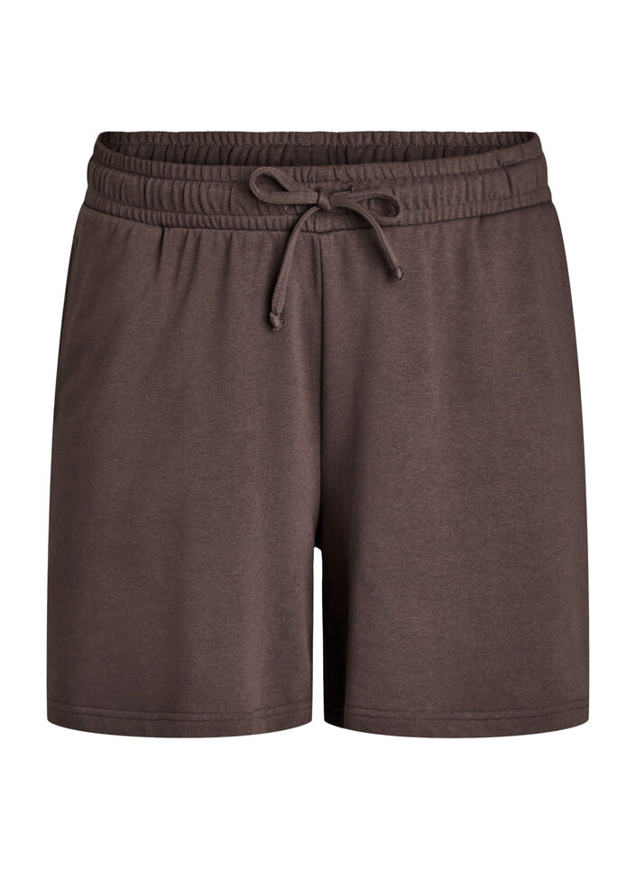 Short en molleton taille haute avec poches, Marron, Packshot image number 0