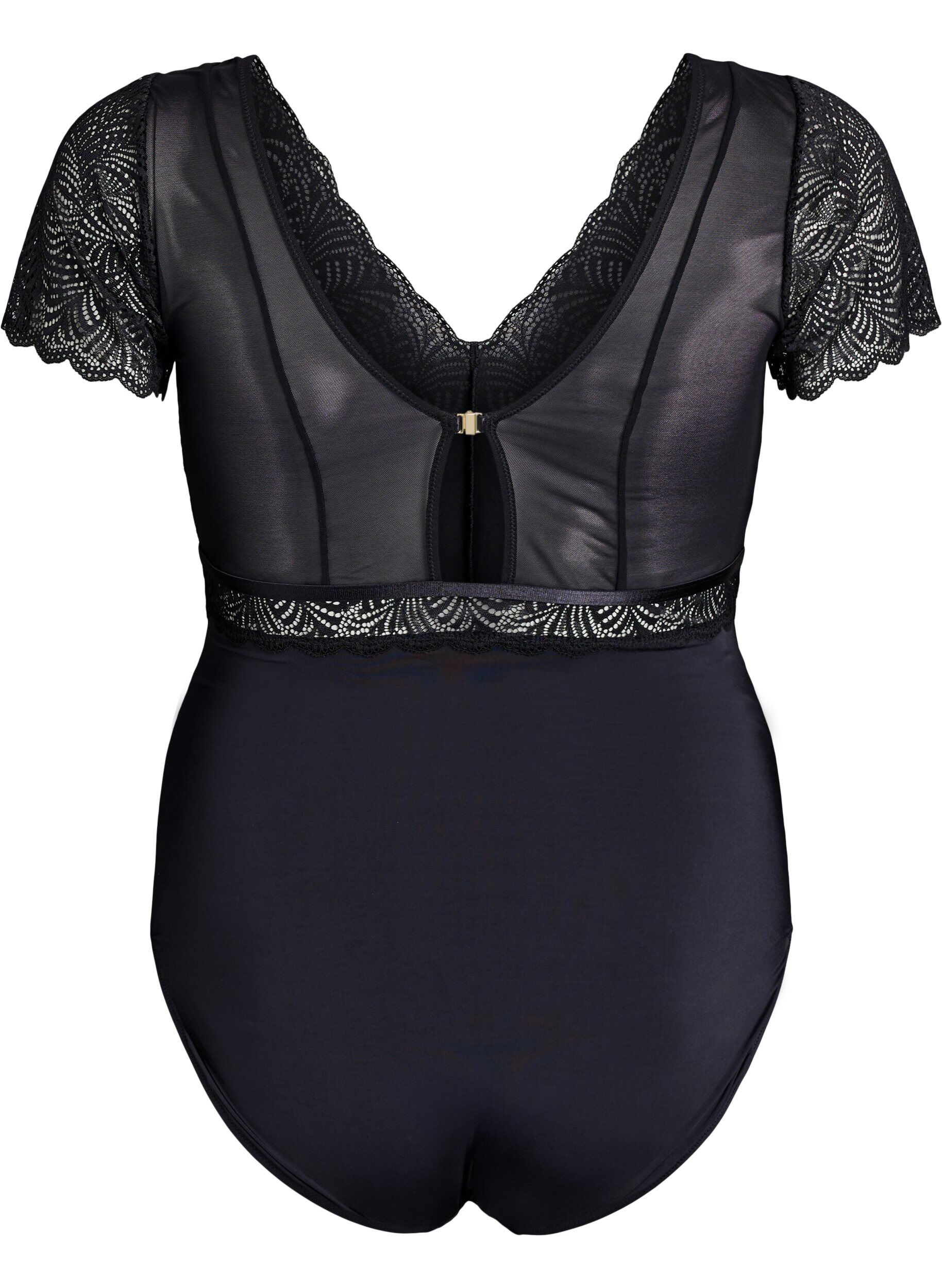 Zizzi Body &agrave; manches courtes avec dentelle, Noir, Packshot image number 1