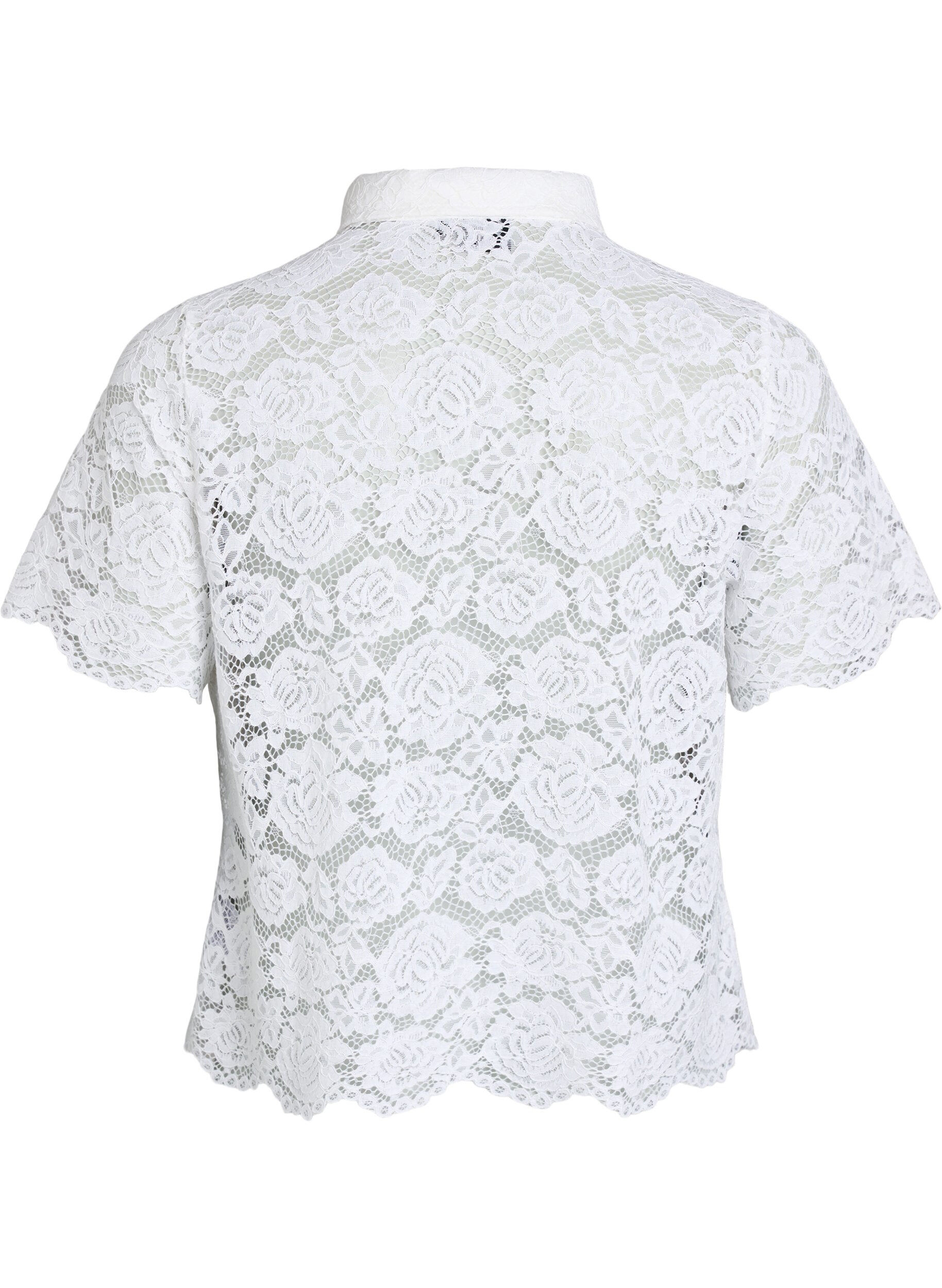 ZizziChemisier en dentelle avec boutons perl&eacute;s, Blanc, Packshot image number 1