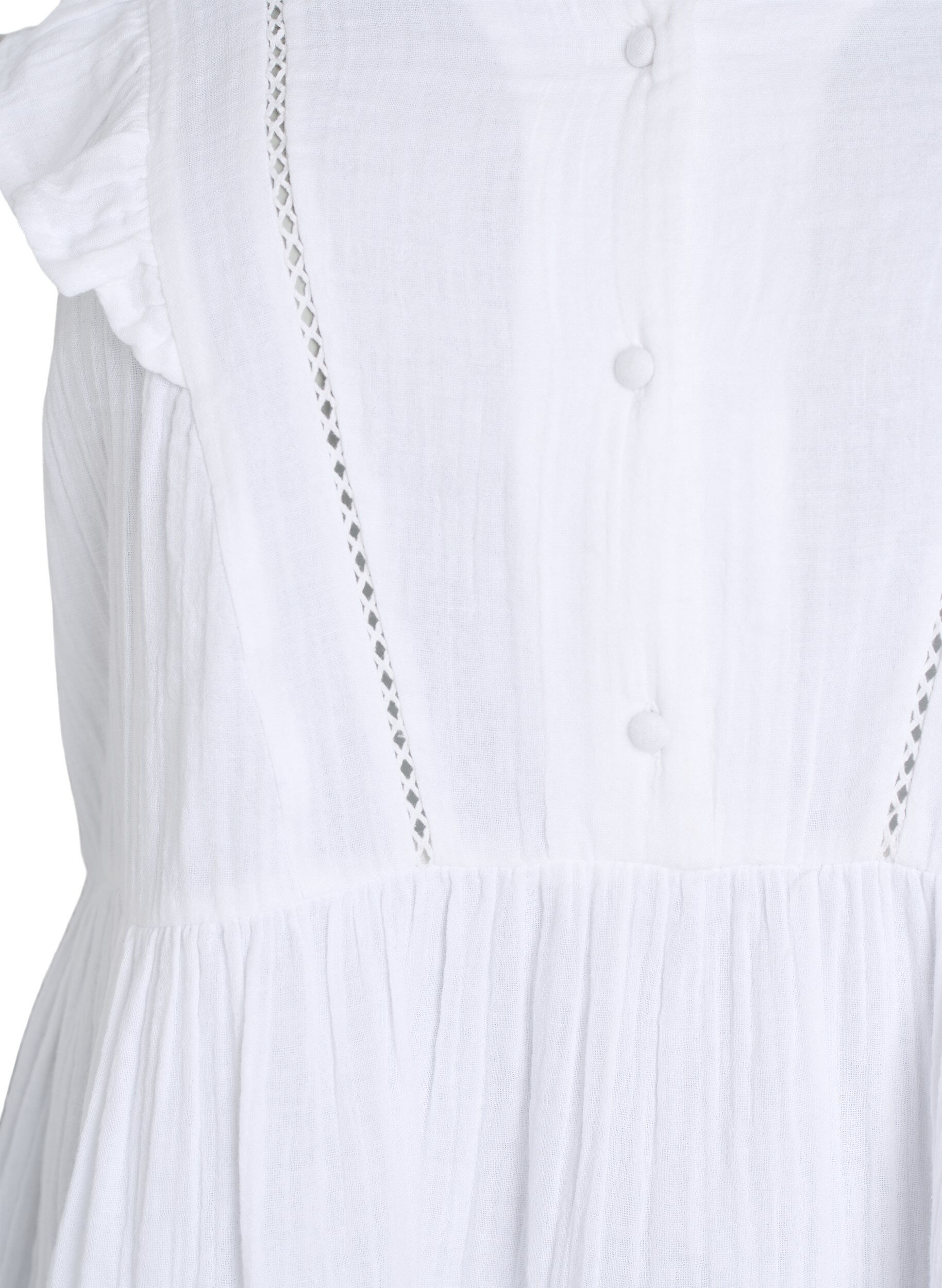 ZizziBlouse sans manches en mousseline de coton avec volants, Blanc, Packshot image number 2