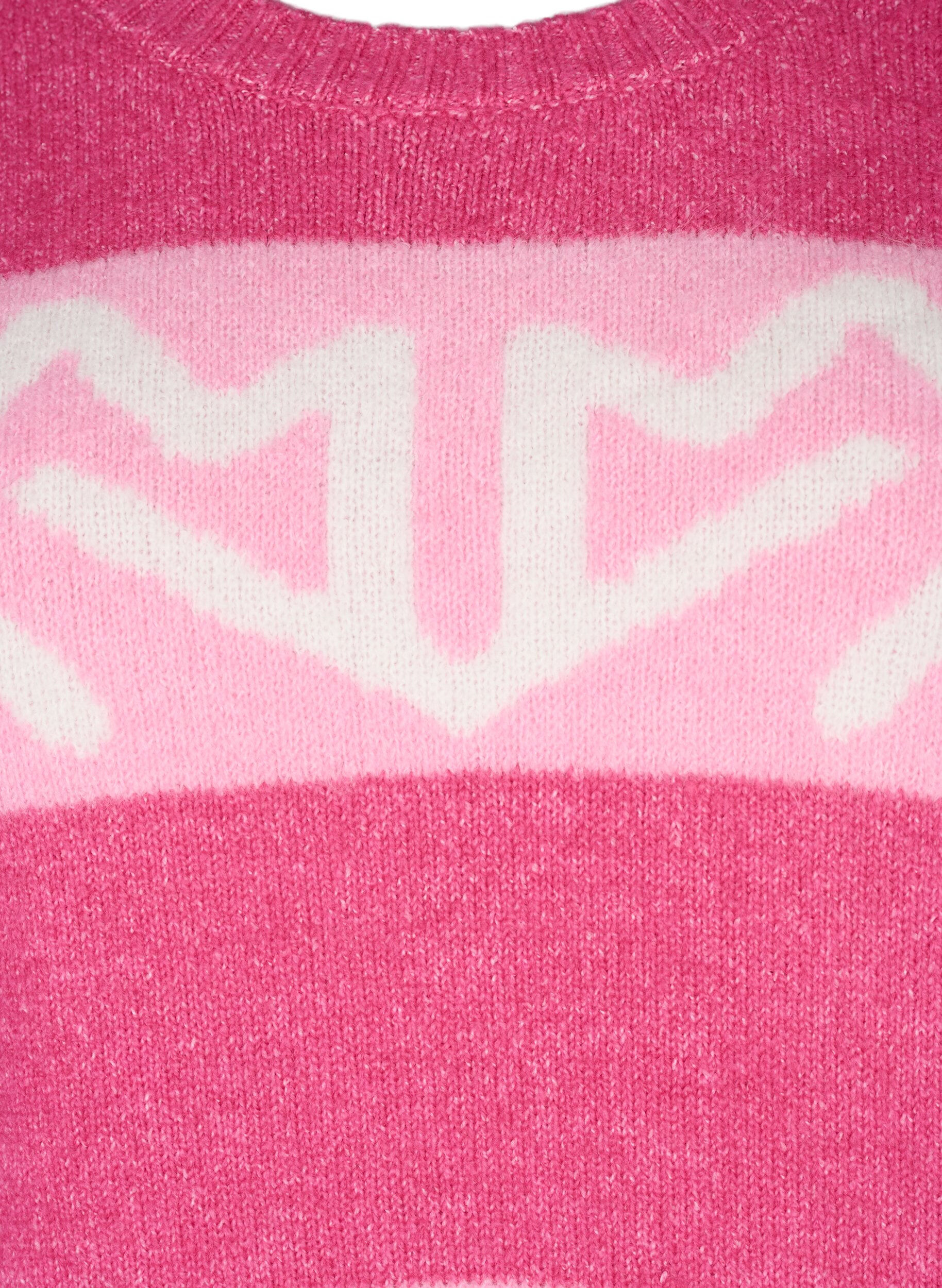 ZizziPull en maille ray&eacute; avec motif graphique, Raspberry Rose Comb, Packshot image number 2