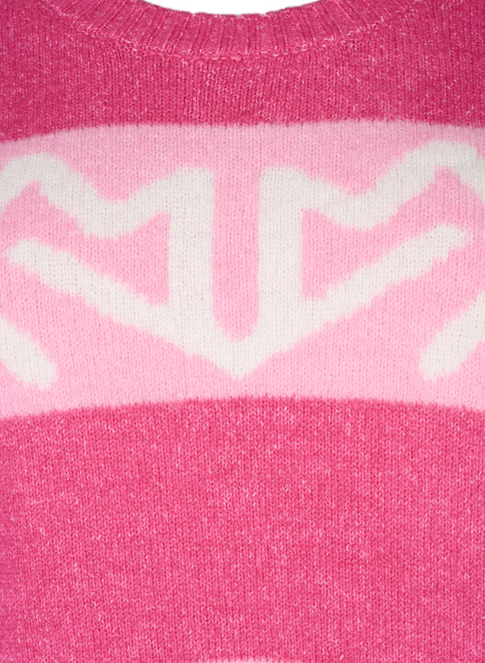 Pull en maille rayé avec motif graphique, Raspberry Rose Comb, Packshot image number 2