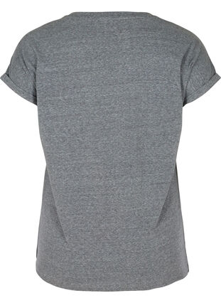 T-shirt chiné en coton, Black Melange, Packshot image number 1