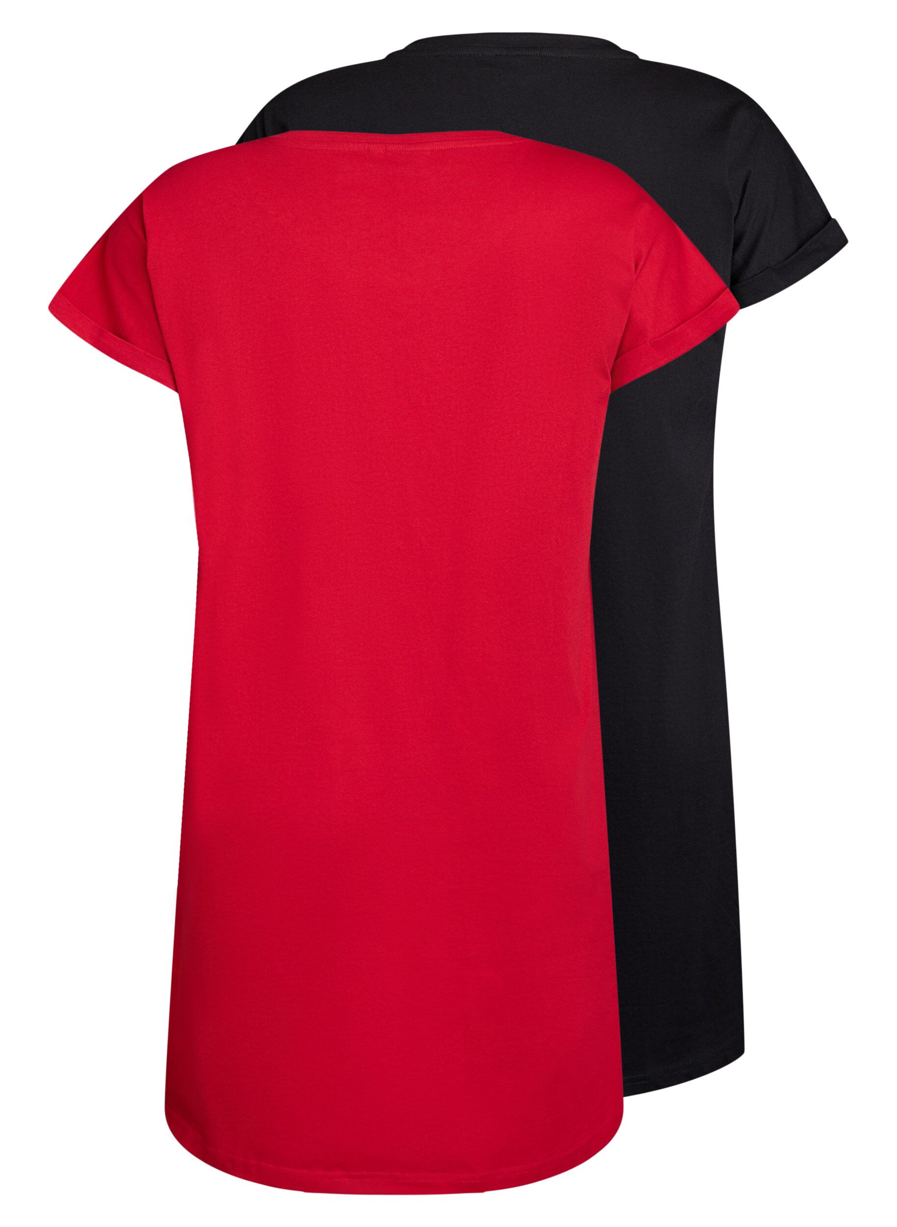Zizzi2-pack Robe T-shirt &agrave; manches courtes, Rouge, Packshot image number 1