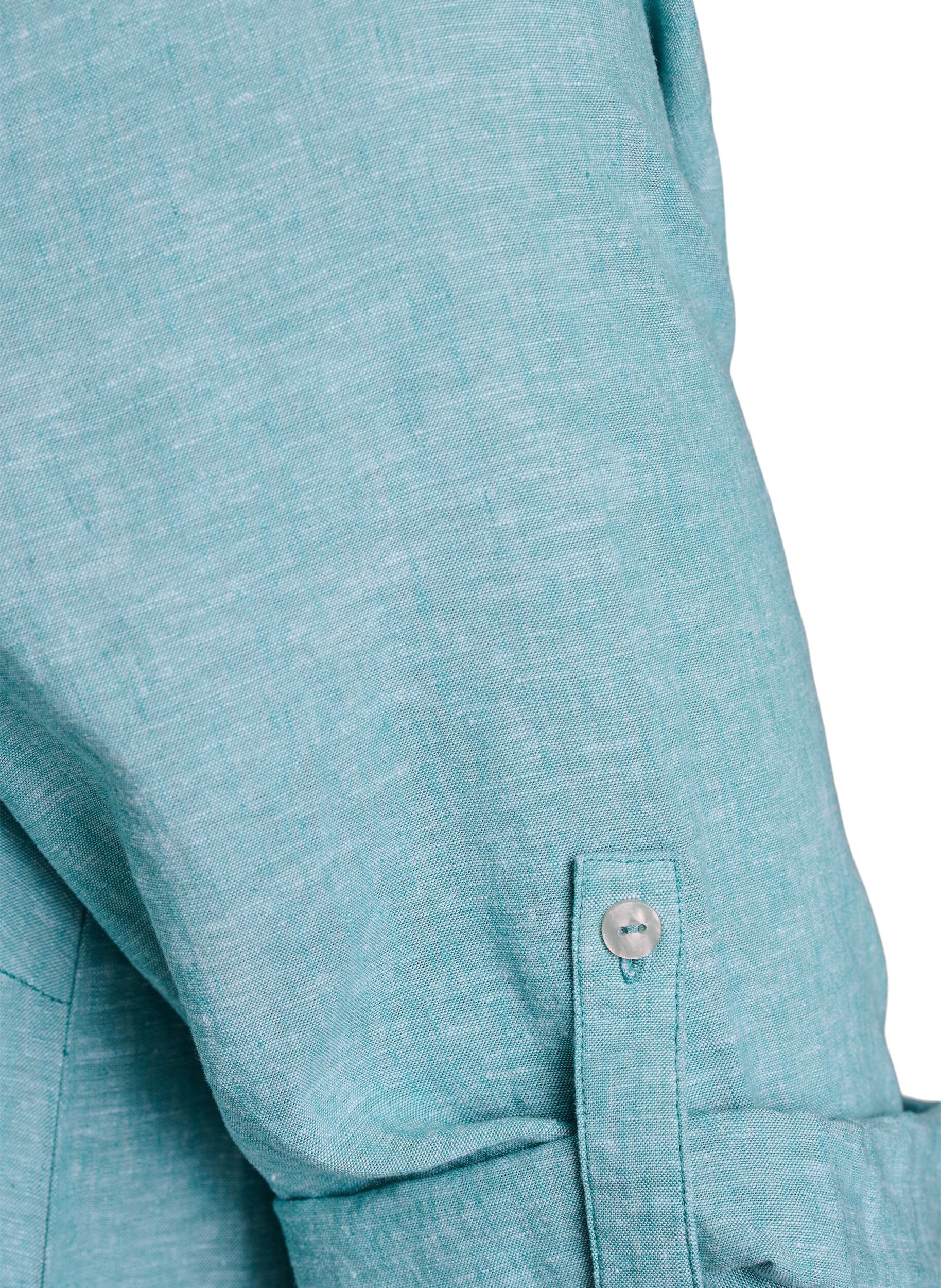 Zizzi Tunique coupe trap&egrave;ze en lin et viscose, Vert, Packshot image number 3