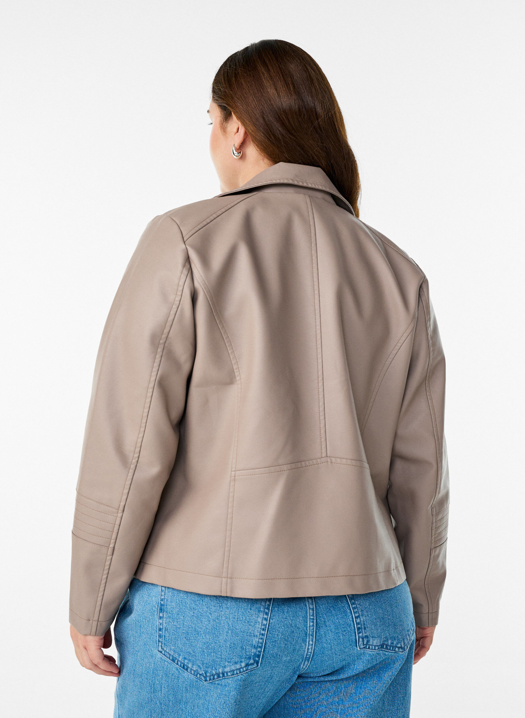ZizziVeste biker en similicuir, Beige, Model image number 2
