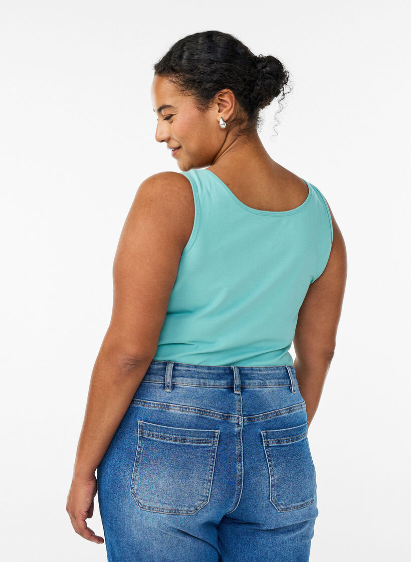 Haut basic uni en coton, Vert, Model image number 2