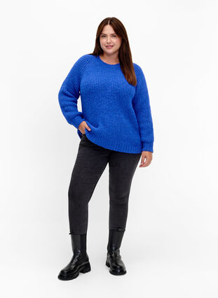 Pull en tricot avec de la laine et des manches raglan, Princess Blue, Model image number 2