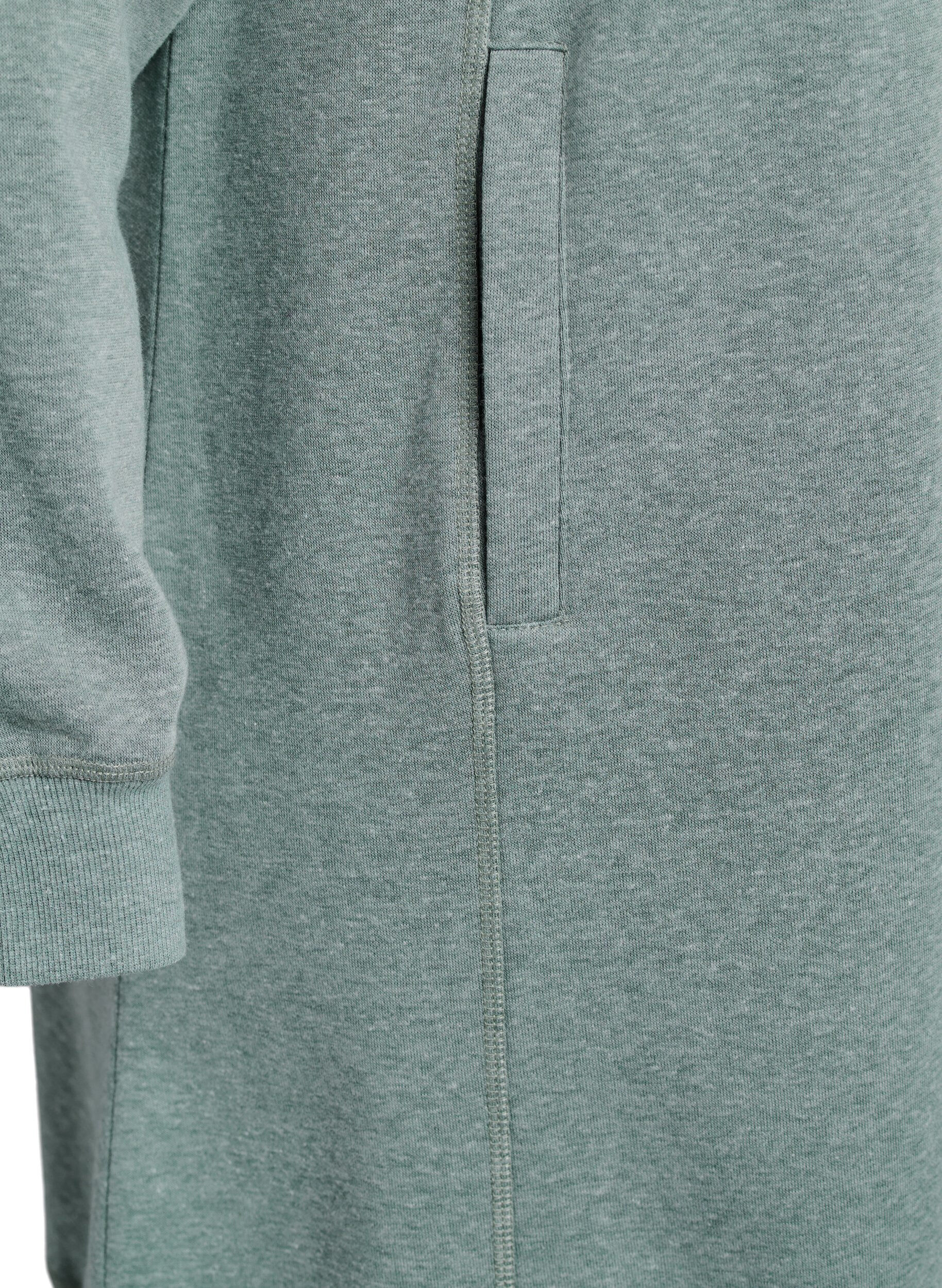 Zizzi Robe sweat-shirt courte &agrave; col montant et poches, Vert, Packshot image number 3