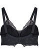 Soutien-gorge en dentelle légèrement rembourré avec maille, Black, Packshot image number 1