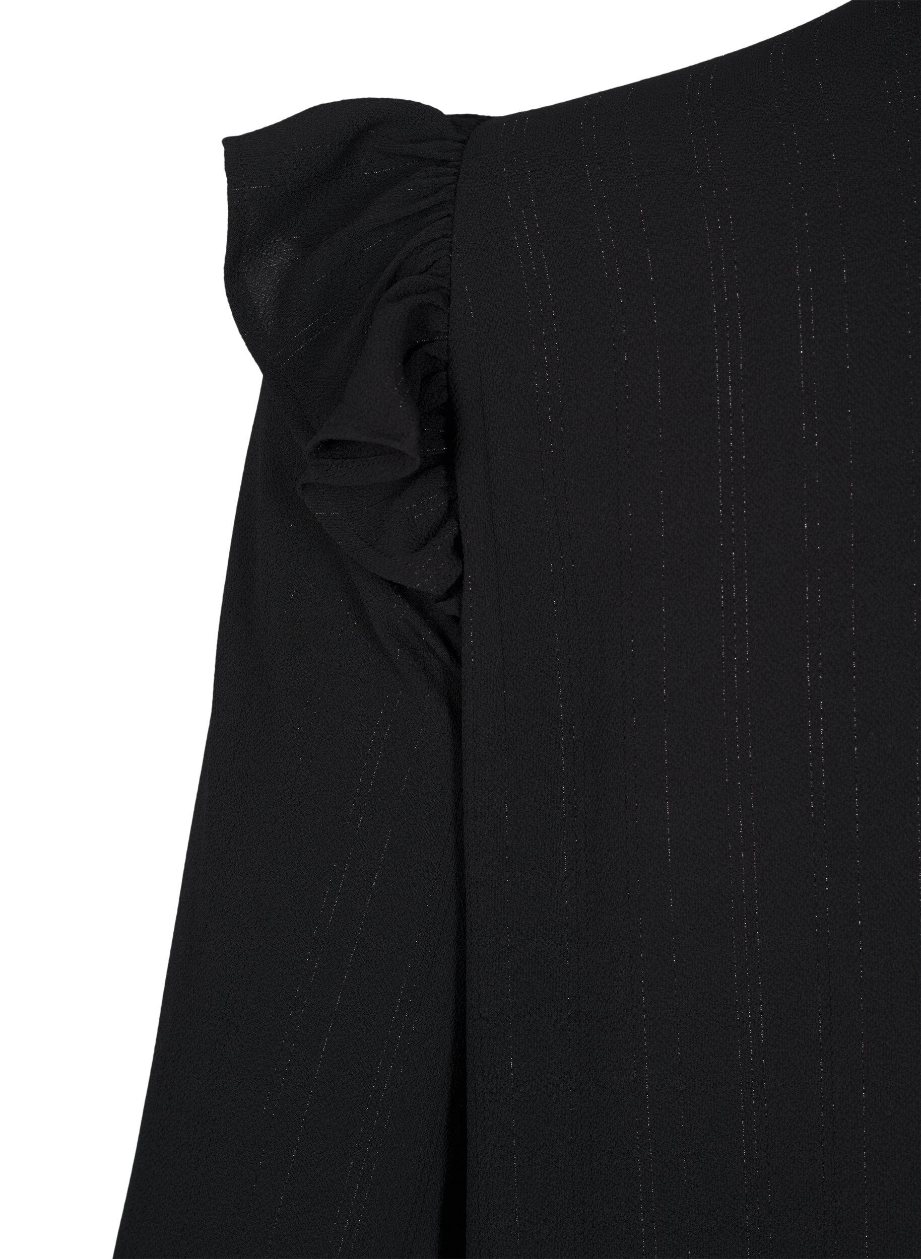 Zizzi Robe courte &agrave; volants et paillettes, Noir, Packshot image number 3