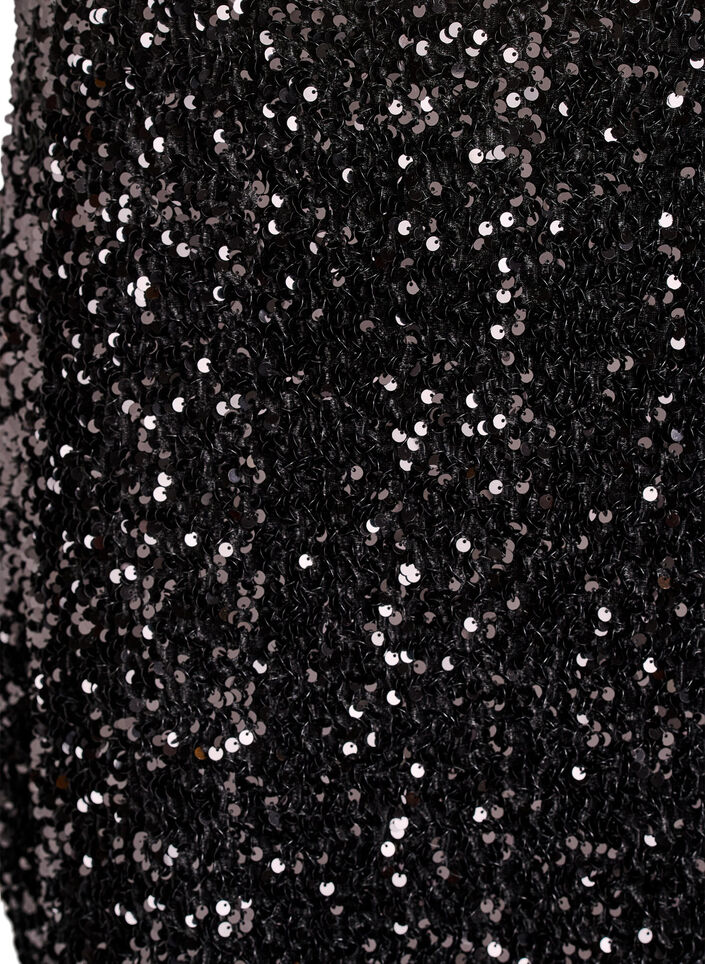 Jupe courte à sequins avec une ceinture élastique, Noir, Packshot image number 2