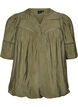 Blouse en viscose avec nervures et effet ballon, Vert Kaki, Packshot image number 0