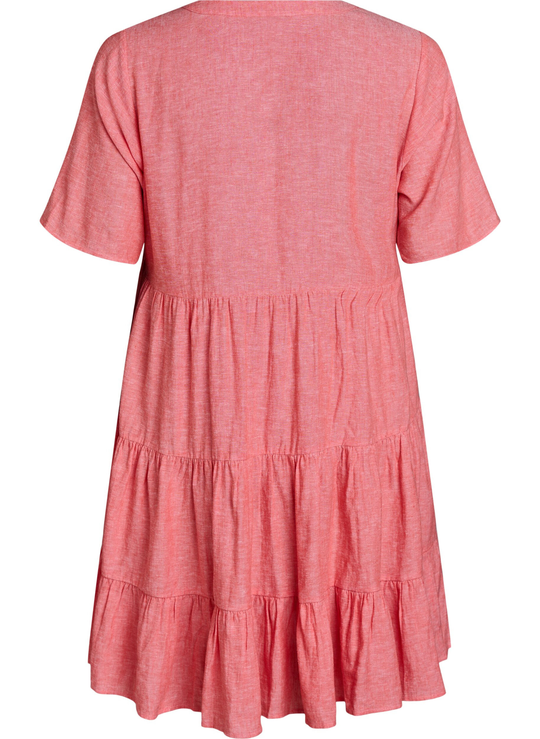 Zizzi Robe A-line longueur genou en lin et viscose, Corail, Packshot image number 1